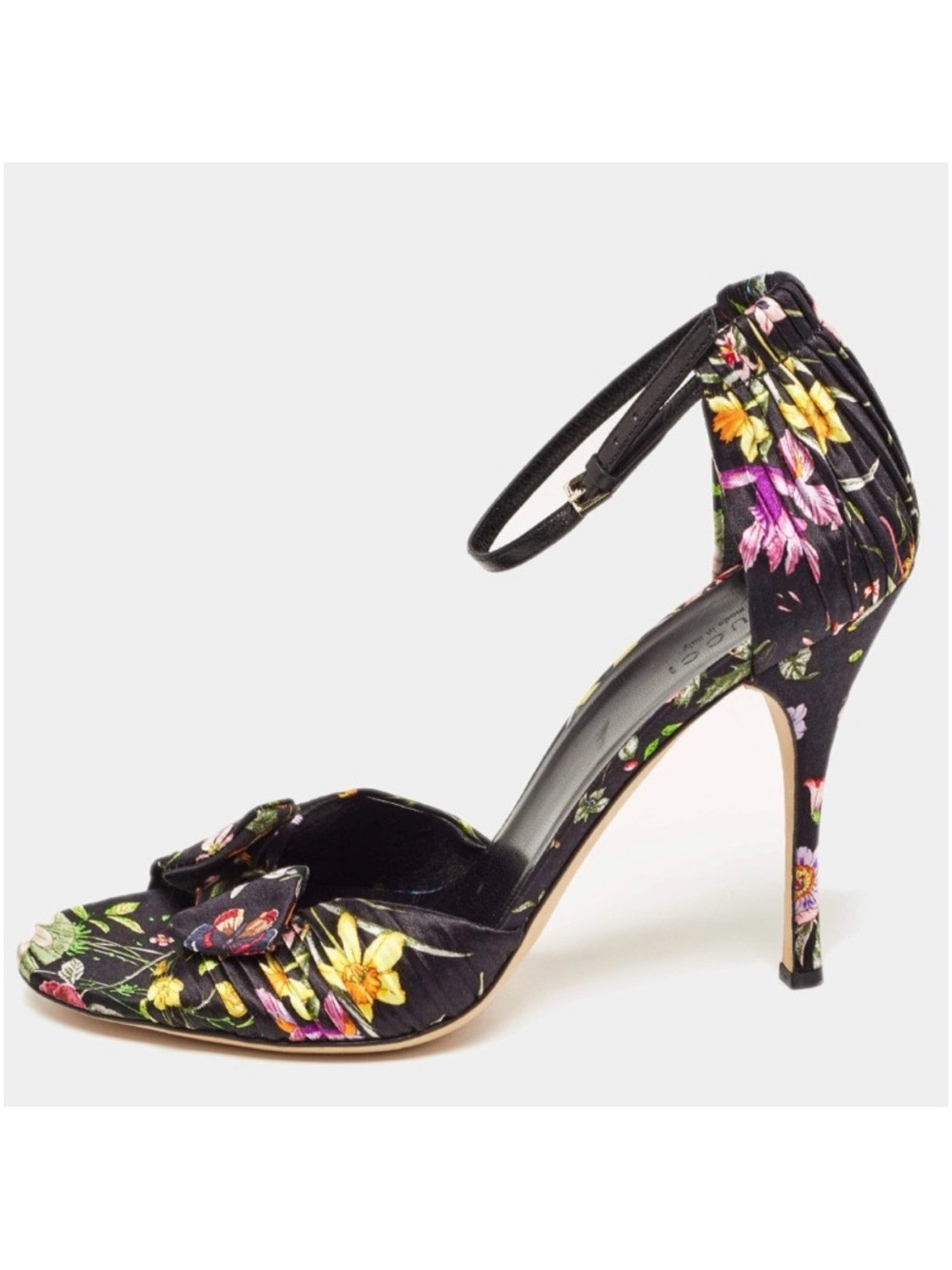 Gucci Vintage Silk Floral Bow D’Orsay Sandal Heels 8.5